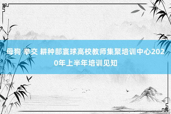 母狗 拳交 耕种部寰球高校教师集聚培训中心2020年上半年培训见知