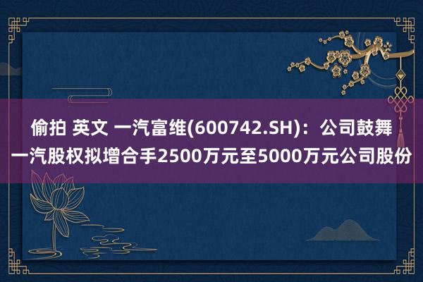 偷拍 英文 一汽富维(600742.SH)：公司鼓舞一汽股权