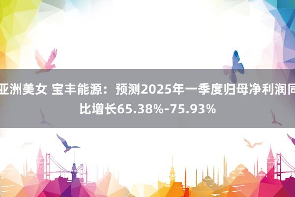 亚洲美女 宝丰能源：预测2025年一季度归母净利润同比增长6